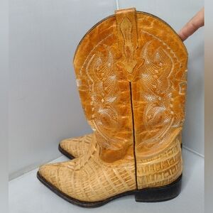 Vintage El Vaquero Men's Ostrich Leather Cowboy Western Boot 27 Gold Yellow
